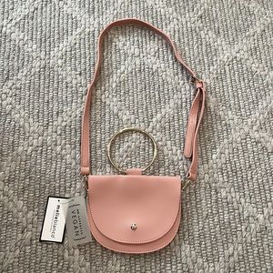 Melie Bianco blush pink Felix crossbody purse, removable straps & gold handle